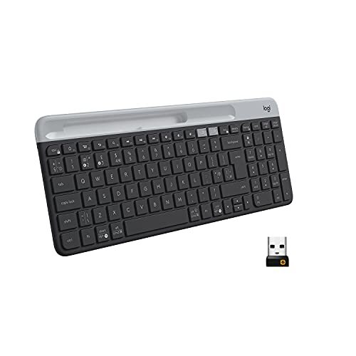 Logitech K580 Slim Multi-Device Wireless Keyboard    Bluetooth/Receiver, Compact, Easy Switch, 24 Month Battery, Win/Mac, Desktop, Tablet, Smartphone, Laptop Compatible - Graphite