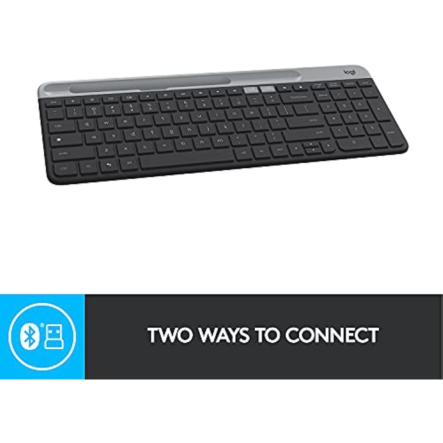 Logitech K580 Slim Multi-Device Wireless Keyboard    Bluetooth/Receiver, Compact, Easy Switch, 24 Month Battery, Win/Mac, Desktop, Tablet, Smartphone, Laptop Compatible - Graphite