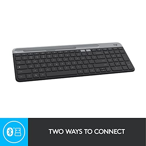 Logitech K580 Slim Multi-Device Wireless Keyboard    Bluetooth/Receiver, Compact, Easy Switch, 24 Month Battery, Win/Mac, Desktop, Tablet, Smartphone, Laptop Compatible - Graphite