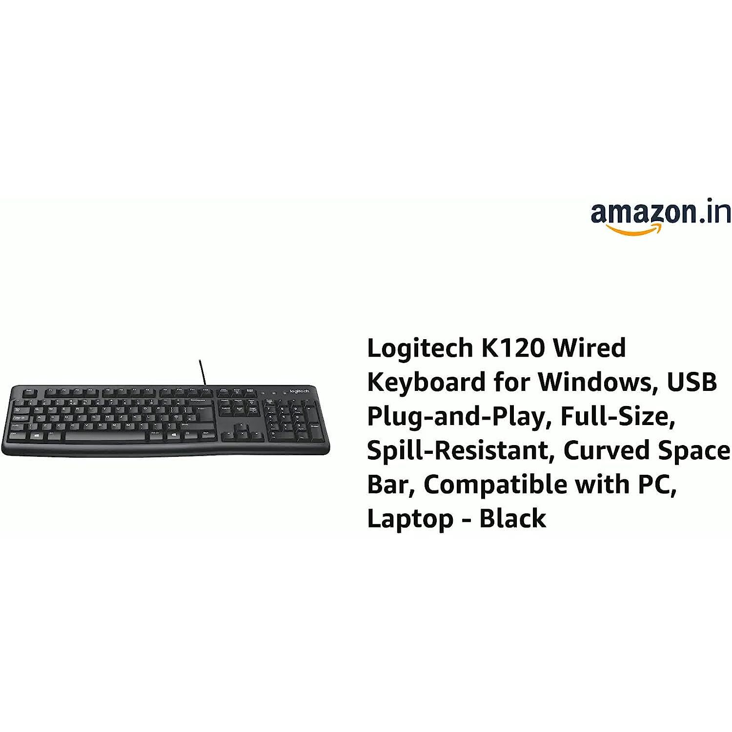 Logitech Plug and Play USB Keyboard K120, Black