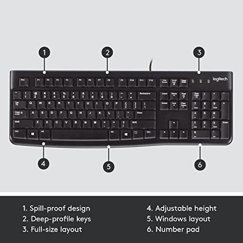 Logitech Plug and Play USB Keyboard K120, Black