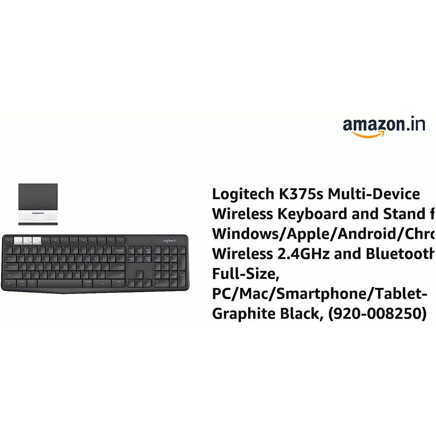 Logitech K375s Wireless Multi Device Keyboard (Black/ Charcoal)