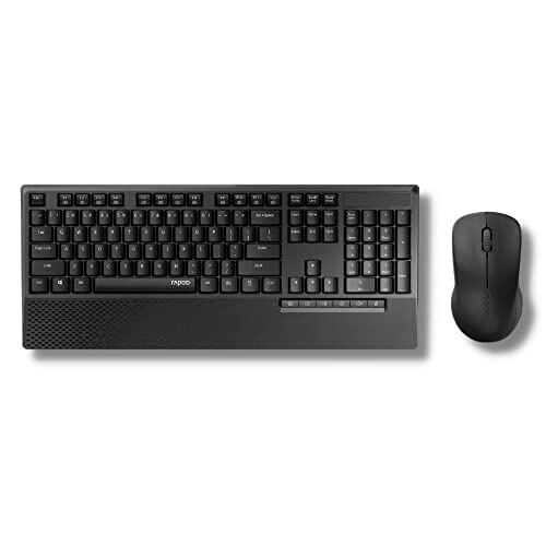 Rapoo X1960 Wireless Optical Mouse & Keyboard Spill Resistance Multimedia Hotkeys 1000DPI Black