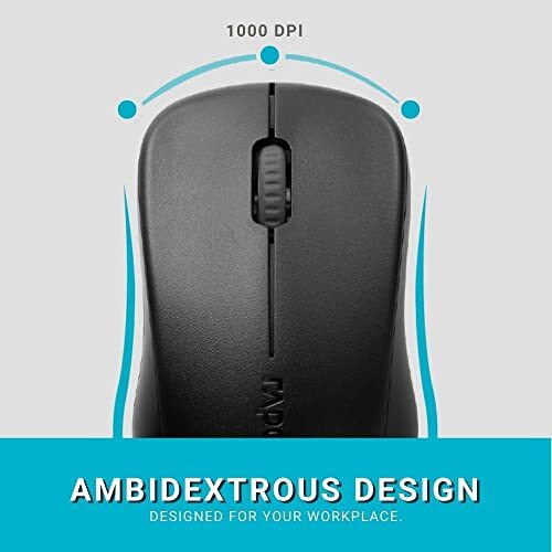 Rapoo X1960 Wireless Optical Mouse & Keyboard Spill Resistance Multimedia Hotkeys 1000DPI Black