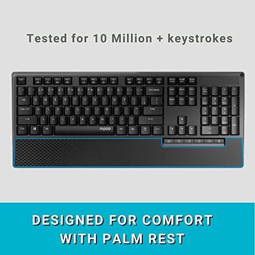 Rapoo X1960 Wireless Optical Mouse & Keyboard Spill Resistance Multimedia Hotkeys 1000DPI Black