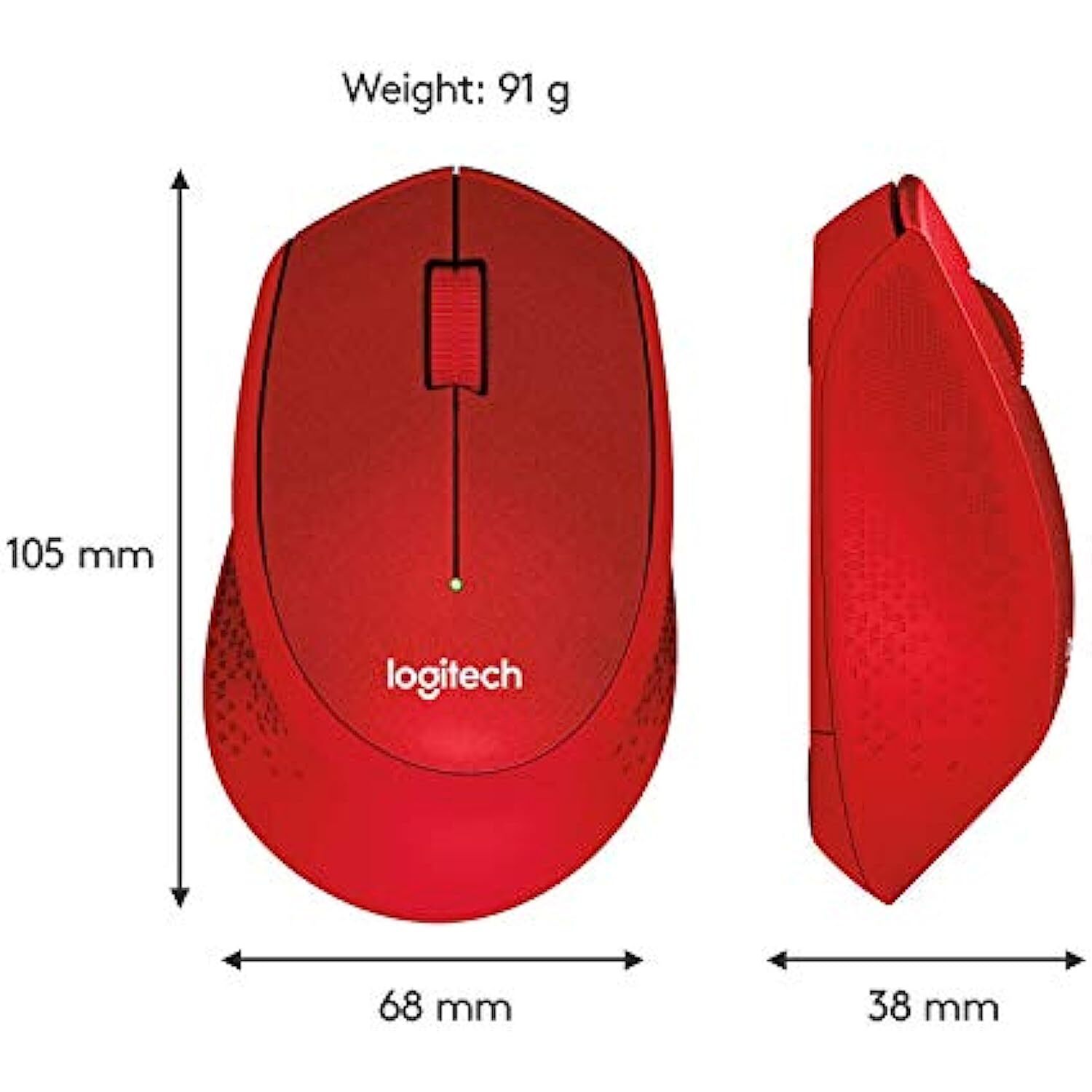 Logitech M331 Silent Plus Wireless Mouse, 2.4GHz with USB Nano Receiver, 1000 DPI Optical Tracking, 3 Buttons, 24 Month Life Battery, PC/Mac/Laptop - Red