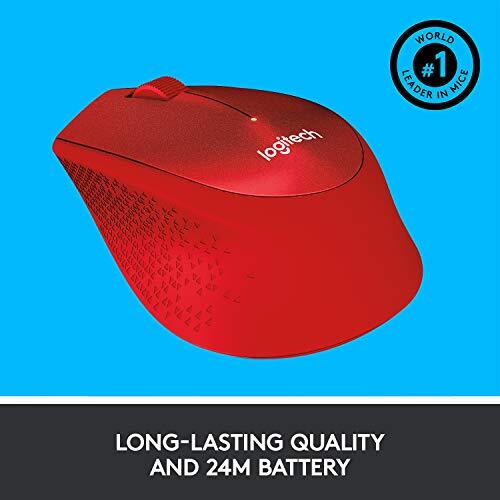 Logitech M331 Silent Plus Wireless Mouse, 2.4GHz with USB Nano Receiver, 1000 DPI Optical Tracking, 3 Buttons, 24 Month Life Battery, PC/Mac/Laptop - Red