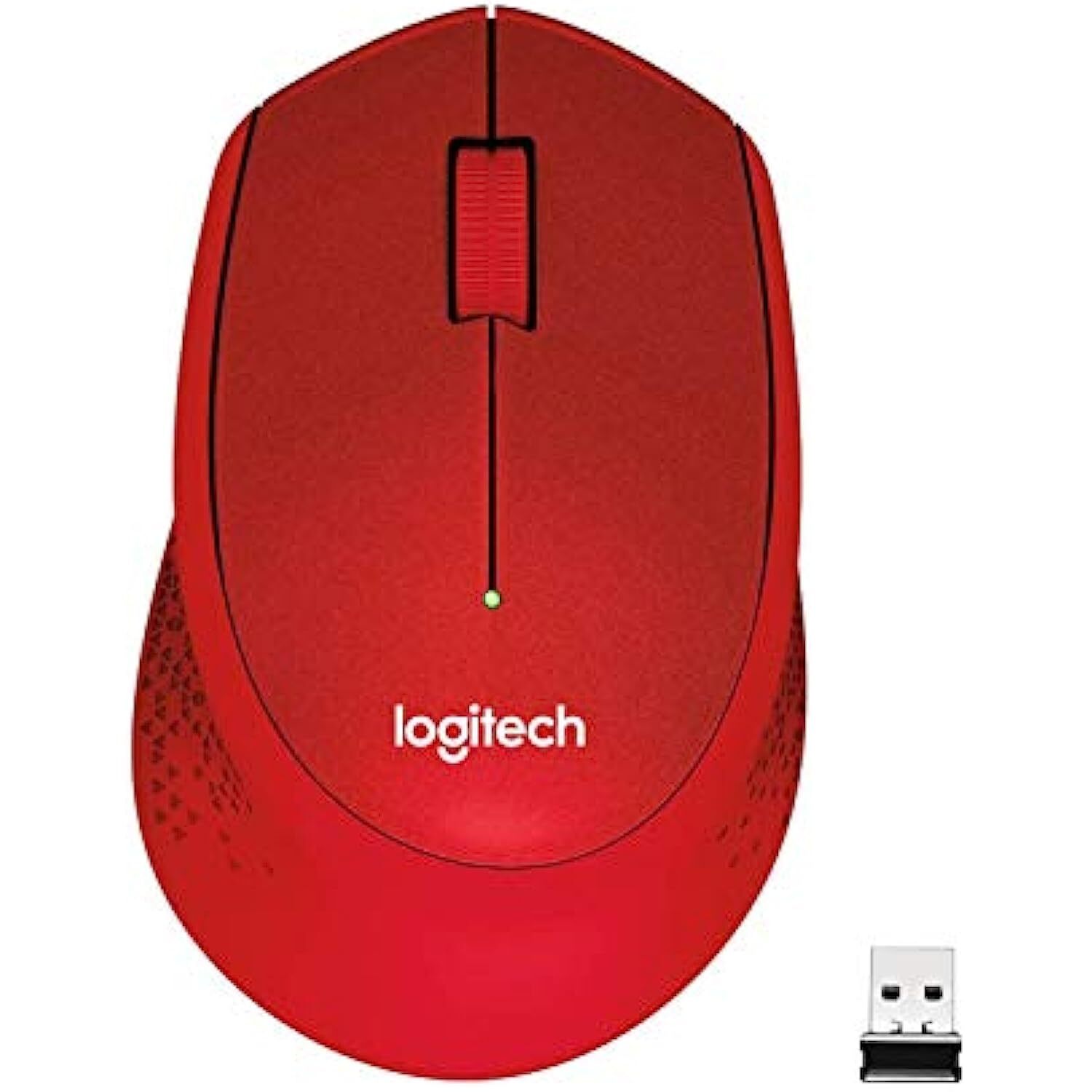 Logitech M331 Silent Plus Wireless Mouse, 2.4GHz with USB Nano Receiver, 1000 DPI Optical Tracking, 3 Buttons, 24 Month Life Battery, PC/Mac/Laptop - Red