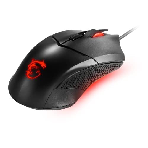 MSI Clutch GM08 Wired Gaming Mouse - PixArt PAW 3519 Optical Sensor, Up to 4200 DPI, Adjustable Weight Systems, Interchangeable DPI Settings, Gaming Switches, for PC and Laptop