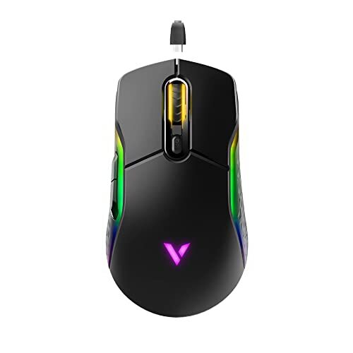 RAPOO VT200 Wired/Wireless Optical Gaming Mouse with Ergonomic Design, 5000 DPI, 7 Programmable Buttons, 1000Hz USB Polling Rate, Onboard Memory, RGB Backlight & Braided Cable.