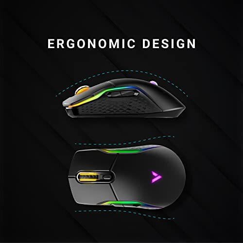 RAPOO VT200 Wired/Wireless Optical Gaming Mouse with Ergonomic Design, 5000 DPI, 7 Programmable Buttons, 1000Hz USB Polling Rate, Onboard Memory, RGB Backlight & Braided Cable.