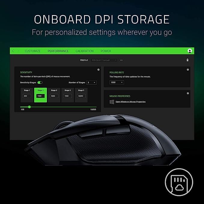 Razer Basilisk X HyperSpeed Wireless Gaming Mouse: Bluetooth & HyperSpeed Wireless Compatible | 6 Programmable Buttons | 16000 DPI Optical Sensor - Matte Black - RZ01-03150100-R3A1