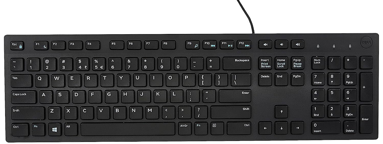 Dell Kb216 Wired Multimedia USB Keyboard with Super Quite Plunger Keys with Spill-Resistant Black