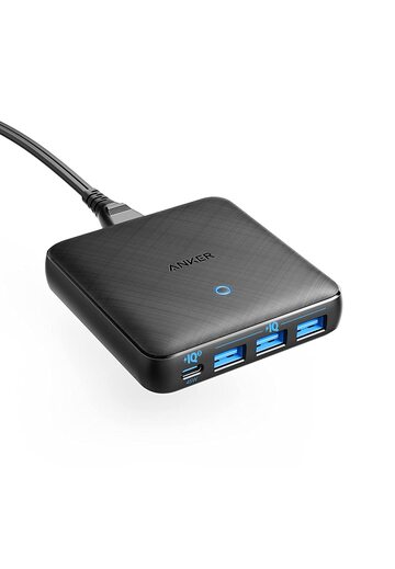 Anker 65W 4 Port GaN Fast Charger, PowerPort Atom III Slim Wall Charger, Patented PIQ 3.0 Technology with Dual Ports USB A & USB C (45W Max), for MacBook, Laptops, iPad Pro, iPhone, and More-M00000001428