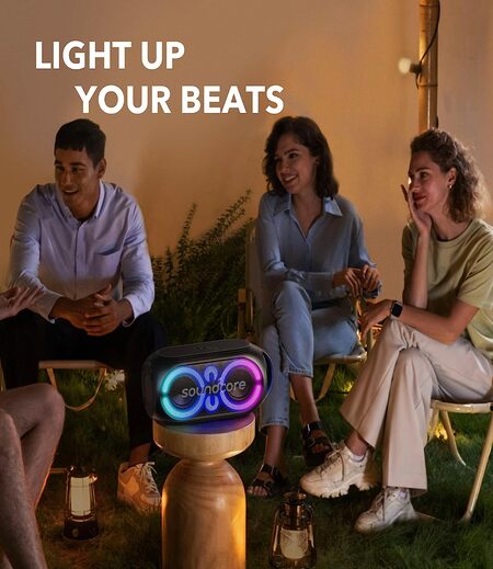 Anker soundcore Rave Party 2 Portable Speaker, 120W Stereo Sound, PartyCast 2.0, Light Show, IPX4 Water-Resistant, 16H Playtime, Mic Input, Custom EQ & Bass Up for Party, Tailgating, Backyard, Pool