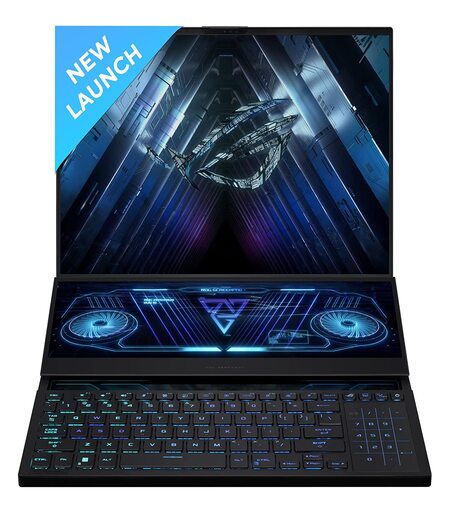 ASUS ROG Zephyrus Duo 16 (2023) Dual Screen Laptop, 16" (40.64 cm) QHD+ 240Hz/3ms, AMD Ryzen 9 7945HX, 12GB RTX 4080, Gaming Laptop (32GB/2TB SSD/Windows 11/With Office/Black/2.67 Kg), GX650PZ-NM047WS