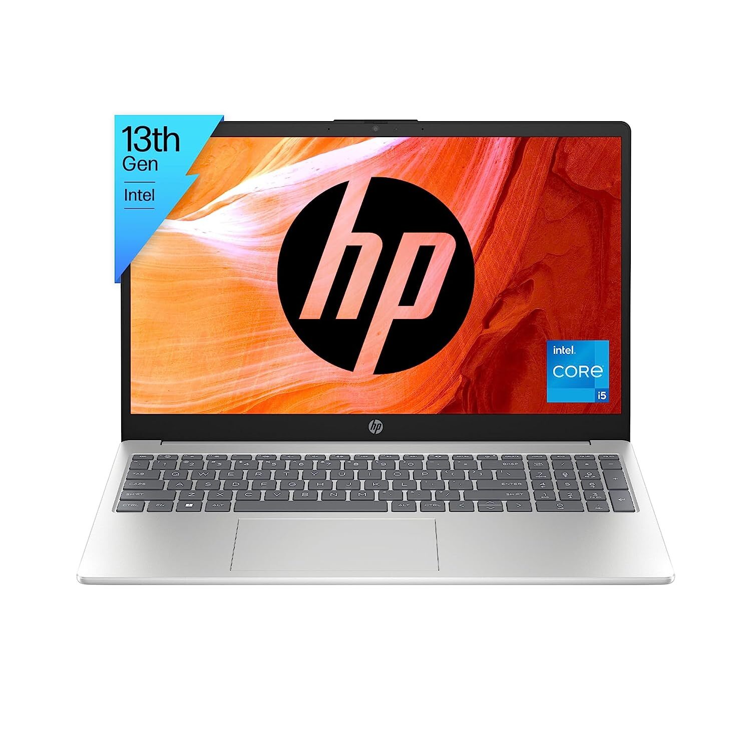 HP Laptop 15, 13th Gen Intel Core i5-1335U, 15.6-inch (39.6 cm), FHD, 8GB DDR4, 1TB SSD, Intel Iris Xe Graphics, FPR, FHD Camera w/Privacy Shutter (Win 11, MSO 2021, Silver, 1.59 kg), fd0012TU