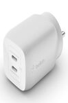 Belkin 65W Gan Dual USB C Pd 3.0 Fast Charger with Pps Technology, Compact Size, USB-C, Type C Fast Charger for iPhone, MacBook Air, Ipad Pro, Pixel, Galaxy, More Device White