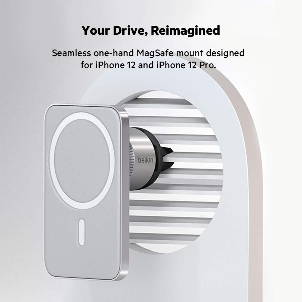 Belkin Magsafe Car Vent Mount Pro for iPhone 13, 13 Pro, 13 Pro Max, 13 Mini, iPhone 12, 12 Pro, 12 Pro Max, 12 Mini (Keeps All iPhone 13/12 Models Magnetically Mounted While You Drive)