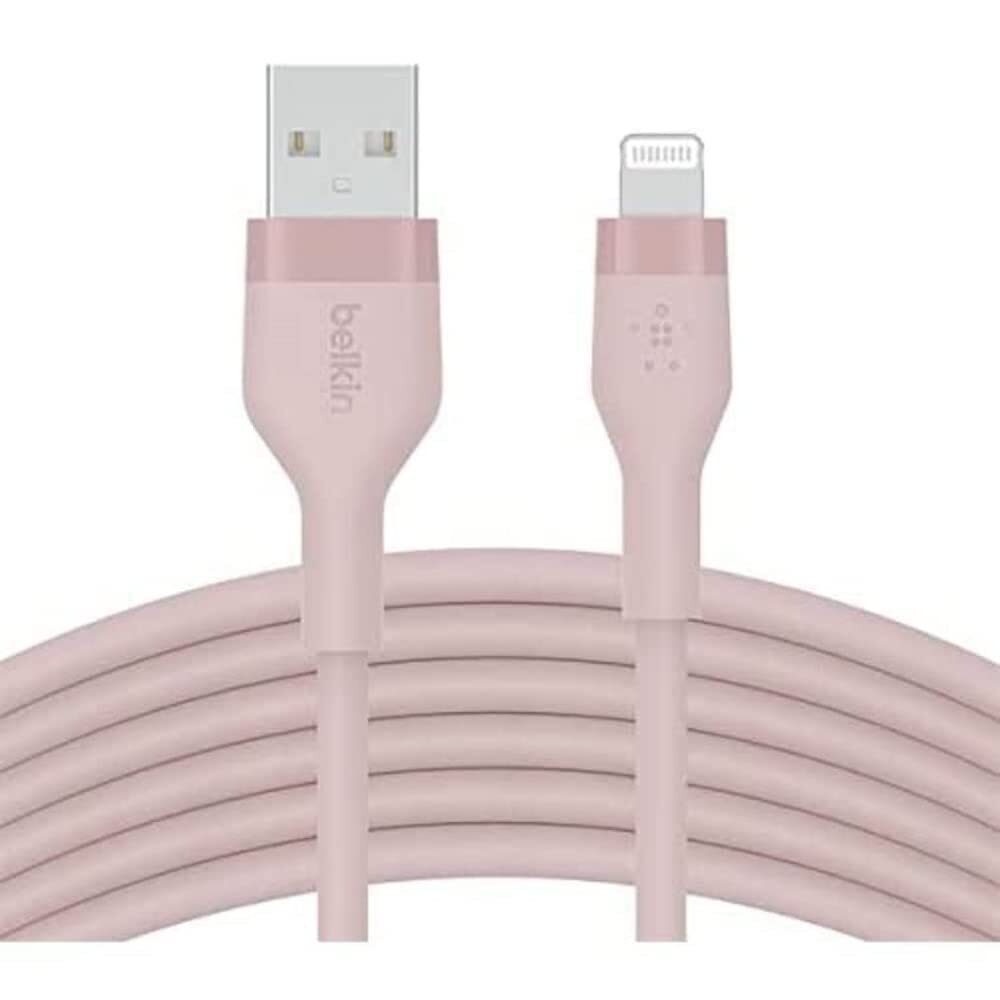 Belkin Apple Certified Lightning to USB Charge and Sync Flexible Silicone Cable for iPhone, iPad, Air Pods, 3.3 feet (1 meters) – Pink