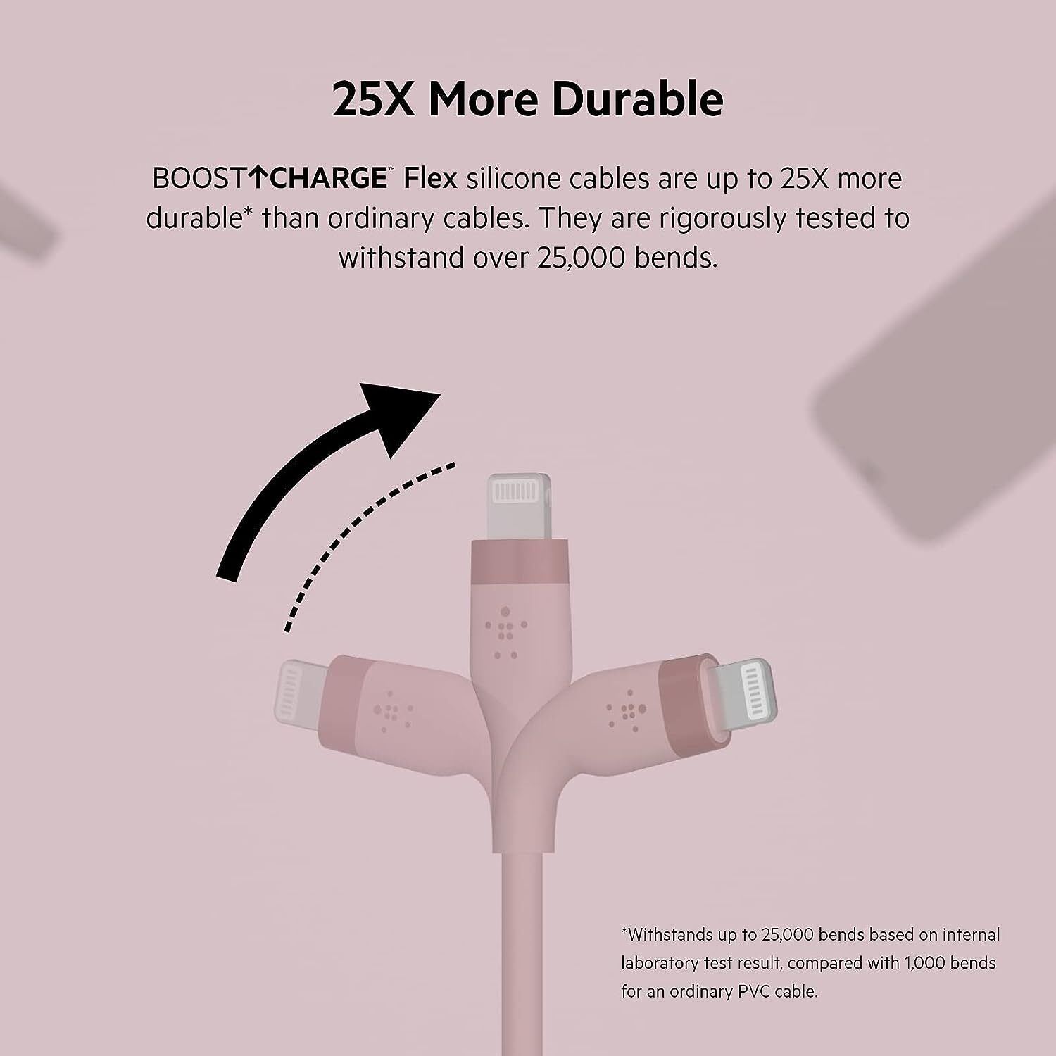 Belkin Apple Certified Lightning to USB Charge and Sync Flexible Silicone Cable for iPhone, iPad, Air Pods, 3.3 feet (1 meters) – Pink