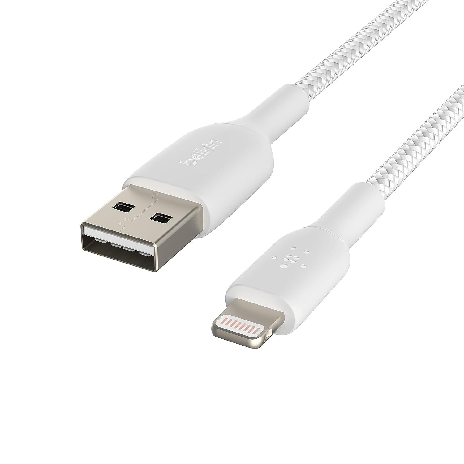 Belkin Apple Certified Lightning to USB Charge and Sync Tough Braided Cable for iPhone, iPad, Air Pods, 3.3 feet (1 meters) – White