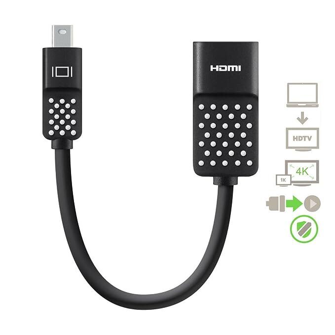 Belkin Mini Display Port to HDMI Adapter 4K Compatible with Laptop - Black