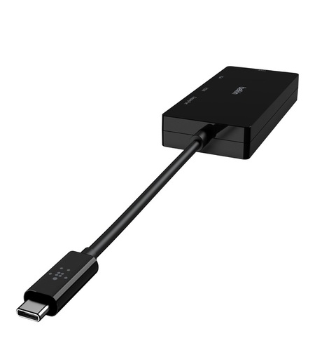 Belkin USB-C Multi Port Display Adapter (with Tethered USB-C Cable) - Connectivity for USB-C to DVI Port, VGA Port, 4K HDMI Port, Compatible with Mac and Windows laptops and Other USB-C Devices - Black