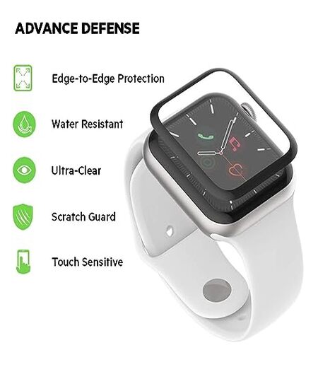 Belkin Glass Trueclear Curve Screen Protector for Apple Watch Se, Series 6/5/ 4, Alignment Tray for Installation, Edge to Edge Protection, Anti-Fingerprint, Water Resistant, 44 Mm