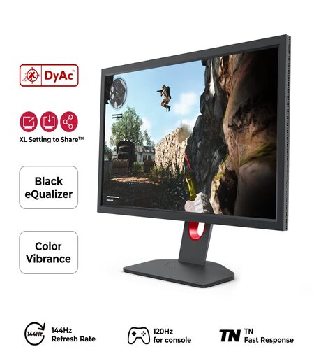 BenQ ZOWIE XL2411K 24"(61cm)Premium Esports Grade TN Panel Monitor with Height Adjustment-Full HD,144Hz, 1ms,320nits,DyAc,Black eQualizer,Color Vibrance,XL Setting to Share,HDMI,DP,Matte Finish(Gray)