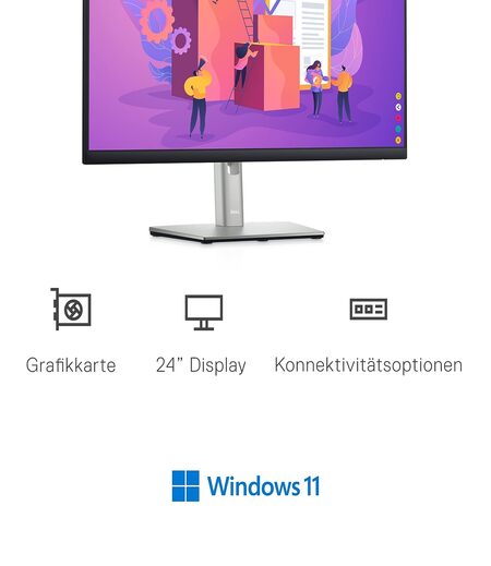 Dell 24" (60.96 cm) FHD Monitor 1920 x 1080 Pixels at 60 Hz|IPS Panel|Brightness 250 cd/m²|Contrast Ratio 1000:1|Colour Support 16.7m|Response Time 8ms (G-to-G) Normal; 5ms (G-to-G) Fast|P2422H-Black