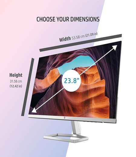 HP M24f 23.8-Inch(60.45cm) Eye Safe Certified Full HD 1920 x 1080 Pixels IPS 3-Sided Micro-Edge LED Monitor, 75Hz, AMD Free Sync with 1xVGA, 1xHDMI 1.4 Ports, 300 nits Silver