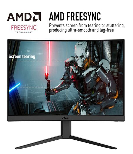 MSI Optix G24C4 Curved Gaming Monitor | 23.6 Inch (60 Cm) 1920 X 1080 Pixels | 1ms Response Time, 144Hz | AMD Freesync | Anti-Flicker, Low Blue Light | Frameless Design | Anti-Glare Backit Led | Black