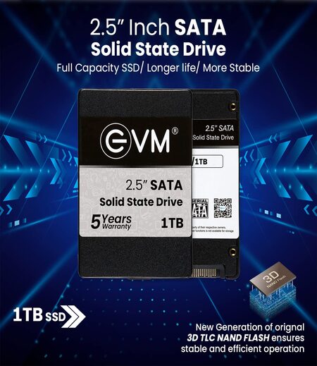 EVM 1TB SSD - 2.5 Inch SATA Solid-State Drive - Faster Boot-Up and Load Times with Read Speeds up to 550MB/s & Write Speeds up to 520MB/s - High-Performance Storage with 5 Year Warranty (EVM25/1TB)