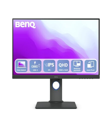 BenQ PD2705Q 27"(68Cm) 2K QHD IPS DesignVue Color Accurate Monitor HDR10,100% Rec709,100% sRGB,Pantone Validated,Calman Verified,Daisy Chain,CAD/CAM & Animation Mode,Auto Pivot,HDMI,DP,USB-C(65W)Grey