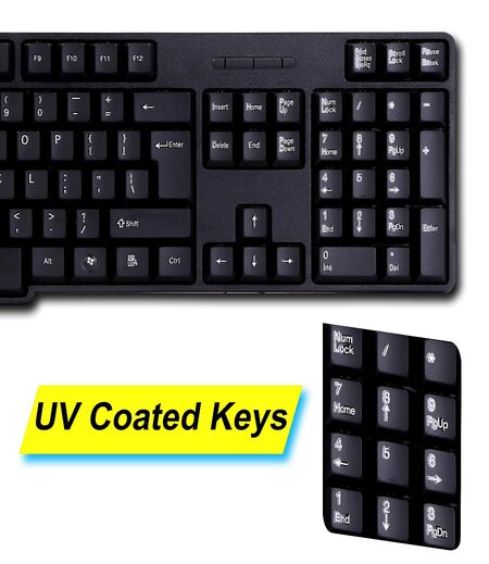 Zebronics Wired Keyboard and Mouse Combo with 104 Keys and a USB Mouse with 1200 DPI - JUDWAA 750