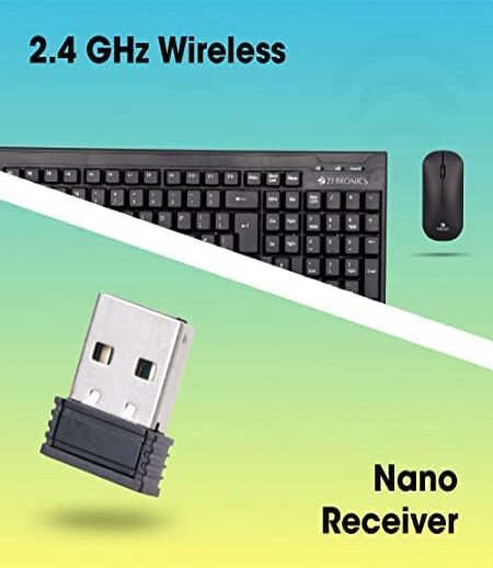 Zebronics Zeb-Companion 105 Keyboard & Mouse Combo with Nano Receiver with 106 Keys and and 3 DPI and has Power Saving Mode.