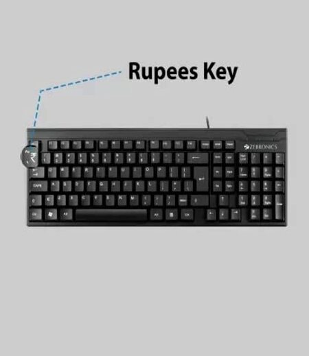 ZEBRONICS Zeb- K35 USB Wired Keyboard with Rupee Key,Spill-Proof and Slim Design (Black)