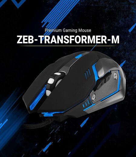 ZEBRONICS-Transformer-M with a High-Performance Gold-Plated USB Mouse: 6 Buttons, Multi-Color LED Lights,High-Resolution Sensor with max 3600 DPI, and DPI Switch(Black)