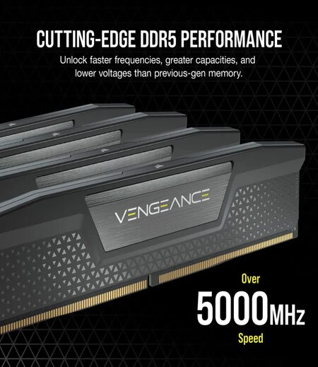 CORSAIR Vengeance 16GB RAM (1x16GB) DDR5 DRAM 5600MHz Memory Kit Black CMK16GX5M1B5600C40