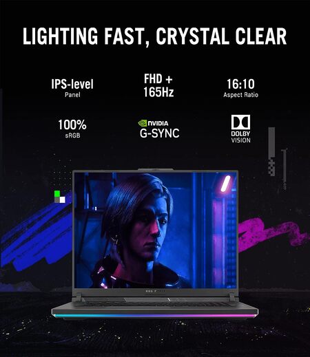 ASUS ROG Strix G18 (2023) 90WHr Battery, Intel Core i7-13650HX 13th Gen, 18" FHD+ 165Hz, 8GB RTX 4060, Gaming Laptop (16GB/1TB SSD/Windows 11/Office 2021/Per-Key RGB/Gray/3.00 Kg), G814JV-N5063WS