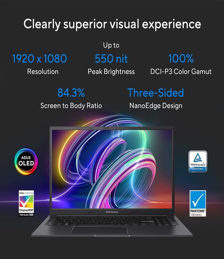 ASUS Vivobook 15X OLED (2023), Intel Core i5-1340P 13th Gen, 15.6" (39.62 cm) FHD OLED, Thin & Light Laptop (16GB/512GB SSD/Iris Xᵉ Graphics/Win 11/Office 2021/Black/1.6 kg), K3504VA-LK541WS