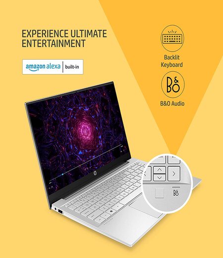 HP Pavilion 14 12th Gen Intel Core i7 16GB SDRAM/1TB SSD 14 inch(35.6cm) FHD,IPS,Micro-Edge Display/Intel Iris Xe Graphics/B&O/Win 11/Alexa Built-in/Backlit KB/FPR/MSO 2021/Natural Silver,14-dv2015TU