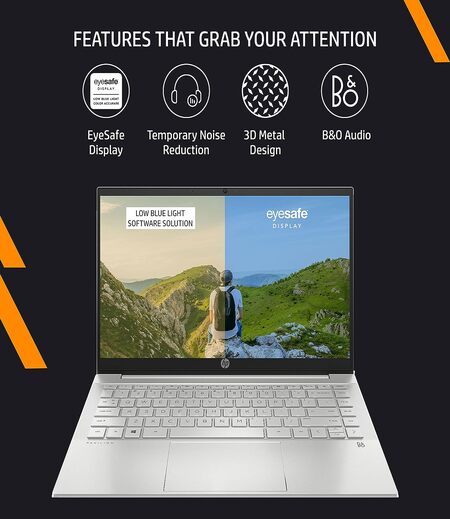 HP Pavilion 14, AMD Ryzen 5-5625U 8GB RAM/512GB SSD 14inches/35.6 cm FHD, IPS Micro-Edge Display/Radeon Graphics/Alexa/B&O Audio/Fast Charge/Win11 Home/MS Office 2021, 14-Ec1003au Windows 11 Home