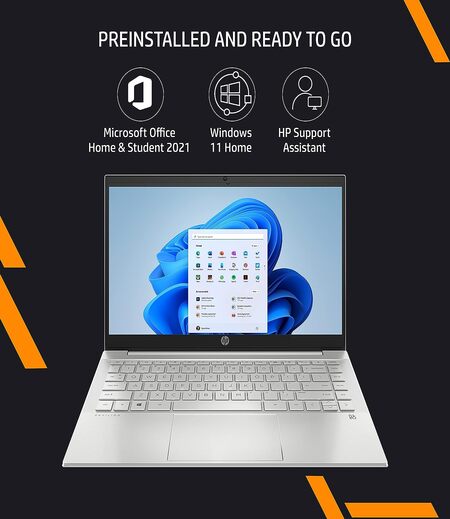 HP Pavilion 14, AMD Ryzen 5-5625U 8GB RAM/512GB SSD 14inches/35.6 cm FHD, IPS Micro-Edge Display/Radeon Graphics/Alexa/B&O Audio/Fast Charge/Win11 Home/MS Office 2021, 14-Ec1003au Windows 11 Home