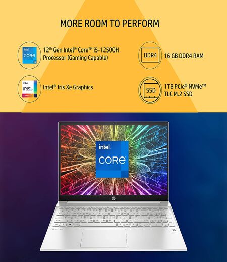 HP Pavilion Plus 14, 12th Gen Intel Core i7-12700H, 14-inch (35.6 cm), 2.8K, 16GB DDR4, 1TB SSD, Intel Iris Xe Graphics, FPR, Backlit KB, Audio by B&O (Win 11, MSO 2021, Silver, 1.4 kg), eh0024TU