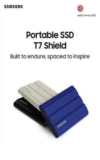 Samsung T7 Shield 2TB, Portable SSD, up-to 1050MB/s, USB 3.2 Gen2, Rugged, IP65 Water & Dust Resistant, for Photographers, Content Creators and Gaming, Extenal Solid State Drive (MU-PE2T0R/WW), Blue