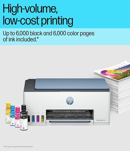 HP Smart Tank 585 All-in-one WiFi Colour Printer (Upto 6000 Black and 6000 Colour Pages Included in The Box). - Print, Scan & Copy for Office/Home