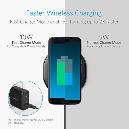 Anker 10W Wireless Charger, Qi-Certified Wireless Charging Pad, PowerPort Wireless 10 for iPhone 8/8 Plus, iPhone X, Samsung Galaxy S9/S9+ and More, Provides Fast-Charging for Galaxy S8/S8+/S7-M000000000257 www.mysocially.com