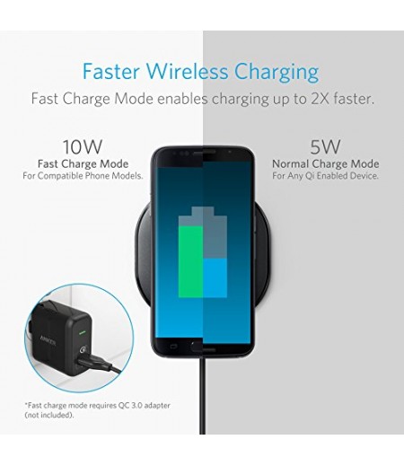 Anker 10W Wireless Charger, Qi-Certified Wireless Charging Pad, PowerPort Wireless 10 for iPhone 8/8 Plus, iPhone X, Samsung Galaxy S9/S9+ and More, Provides Fast-Charging for Galaxy S8/S8+/S7-M000000000257 www.mysocially.com